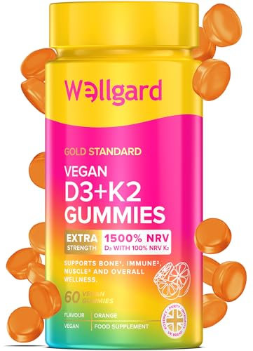 Wellgard Vitamin D3 K2 Gummies – Vitamin D3 K2 Gummies, Supports Bone Health, Immune System and Muscle Health