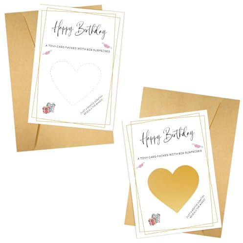 PEAPIN Set Of 2 Scratch Card Reveal Holiday Scratch Card Reveal | Set Of 2 Scratch Card Reveal Holiday Reveal Surprise Holiday Reveal Personalised Birthday Cards With Envelopes Gift Surprise