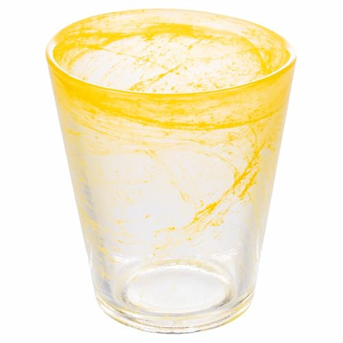 Villa d'Este Home Tivoli 1996 Set 6 Bicchiere acqua conico 250 ml in vetro, superficie sfumata, giallo, Alabastro