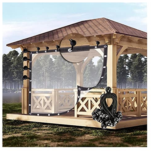 Pannelli laterali trasparenti impermeabili per pergola, in vetro morbido antivento, con occhielli, personalizzabili, perfetti per patio e spazi esterni (dimensioni: 3 x 4,5 m)
