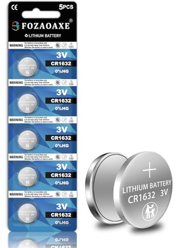 FOZAOAXE Confezione da 5 batterie CR1632 al litio CR1632 da 3 V, durata di 10 anni, a prova di perdite, DL1632, ECR1632, BR1632, CR 1632, CR 1632, batterie a bottone per chiavi auto