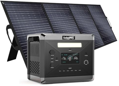 SolarPlay Q2501 Generateur Electrique Portable avec 400 W Panneau Solaire, Portable Power Station LiFePO4 2160 Wh, 2 Prises AC 230 V 2400 W, Alimentation Mobile Pour Camping, Bricolage et Comme