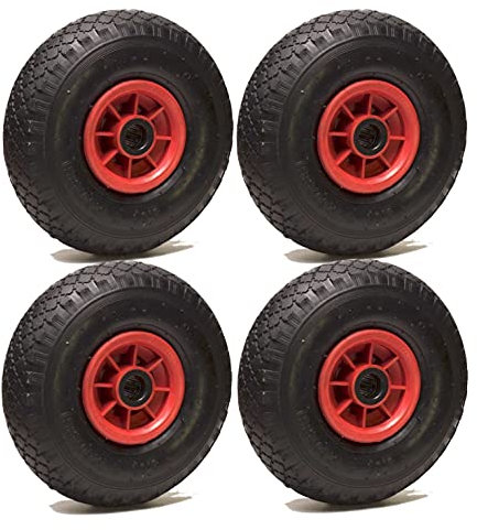 LOT de 4 x roue gonflable diable 260 x 85 (3.00-4) alésage 20 mm roulement à rouleaux