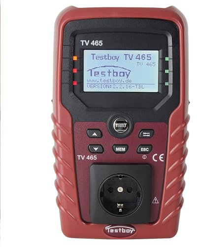 Testboy TV 465 PRO Plus Gerätetester nach DIN VDE 0701-0702 (netzunabhängig, menügesteuerte Hilfefunktion, inklusive Speichererweiterung und Software zu Protokollierung nach ZVEH), Rot/Schwarz