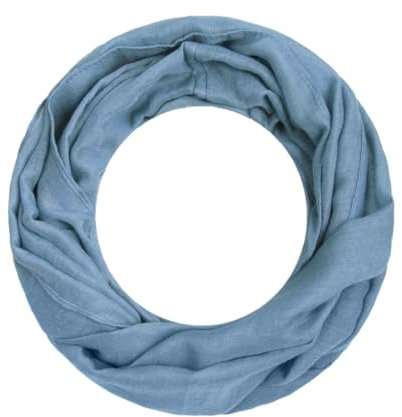 Majea Loop Alice schmaler Damen-Schal Loop Frühlingsschal Schlauchschal Rundschal Tuch uni unisex unifarben einfarbig Halstuch (denim)