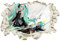Unified Distribution Anime Hatsune Miku Mädchen Nettes Lächeln - Wandtattoo mit 3D Effekt, Aufkleber für Wände und Türen Größe: 92x61 cm, Stil: Durchbruch