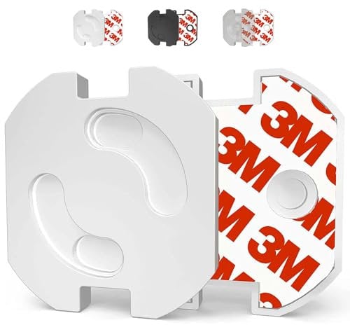 VegMai®[20 Unités] Protection de Prises de Sécurité pour Enfants avec Mécanisme de Rotation et Adhésif 3M, Idéal pour Bébés, Enfants et Petits dans la Maison, Prise Schuko Européenne (BLANC)