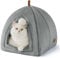Bedsure Katzenhöhle große Katzen Grau - Faltbare Katzenbett mit waschbaren Kissen, Katzenzelt für Kätzchen kleine, mittelgroße Haustier, weiches und warmes Katzenhaus für drinnen, 38x38x38cm