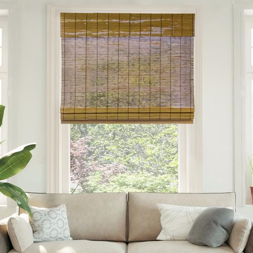 CHICOLOGY Bamboo Roman Shades - Smart Choice Eco-Friendly Light Filtering Blinds for Windows, Premium Quality, Ideal for Home, Fox, 32W X 64H