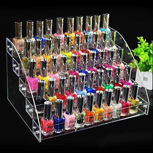 Organizador de esmalte de uñas, pintalabios, soporte para exhibición de maquillaje, caja transparente para guardar maquillaje, lápiz labial y cosméticos (#4 (5 suelos)