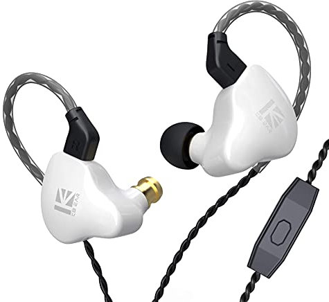 Kbear KS1 In-Ear-Kopfhörer, Super-Bass-Boost, In-Ear-Monitor, Verkabelte Ohrhörer, Stereo-Kopfhörer Geräuschunterdrückung, Dual-Magnetschaltung, Dynamisches Abnehmbares Kabel(mit Mikrofon, weiß)