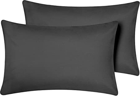 Oxford Homeware Pillow Cases 2 Pack Brushed Microfiber Standard Charcoal Pillowcases - Fade Resistant Pillow Cover Envelope Closure Pillow Covers (50 x 75 cm)
