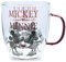 Silver Buffalo Disney Mickey and Minnie Kiss and Heart Hands Glitter Handle Glass Mug, 14 Ounces