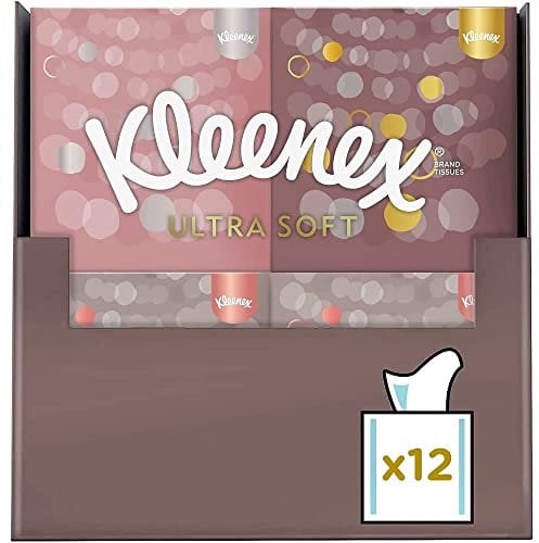 Kleenex Ultra Soft Facial Tissues - Pack of 12 Cube Tissue Boxes - Our Softest Tissue - Supremely Soft And Silky Designed With Luxury In Mind