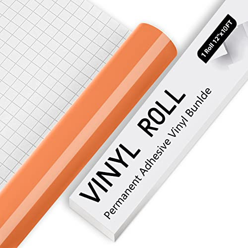 IModeur Glossy Orange Permanent Vinyl Roll - 30.5 x 305 cm Adhesive Vinyl Roll for Silhouette & Cameo, Mug, Cup, Window & Home Deco,and other DIY projects