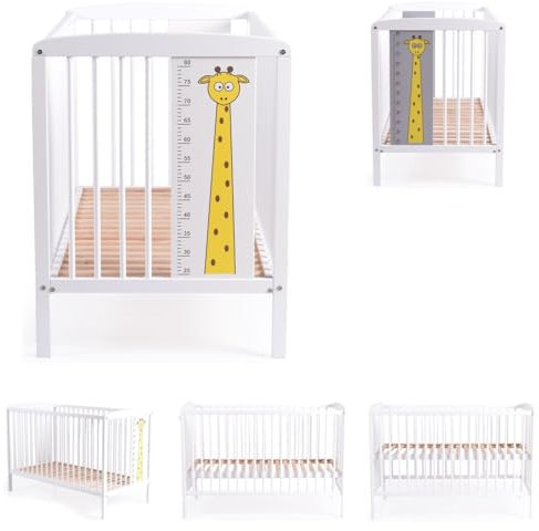 Cangaroo Babybett Amelia 120 x 60 cm, Holz Buche, 3 Höhenpositionen, Gitterbett, Farbe:weiß