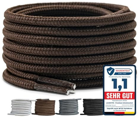LaceHype 2 pares de cordones redondos de poliéster para zapatos de trabajo, botas, zapatos de exterior y zapatillas deportivas, cordones resistentes al desgarro, marrón oscuro, 200 cm - 2 Paar