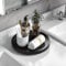 VeyFey Turntable Vanity Tray 10 Inch for Perfume Candle, Bamboo Kitchen Sink Countertop Organizer Keep Glass, Sponge and Soap Bathroom Coffee Table Decorative Black (VFLZ)