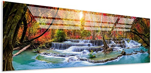 Visario Quadro su vetro acrilico cascata immagine 90 x 30 cm 5802