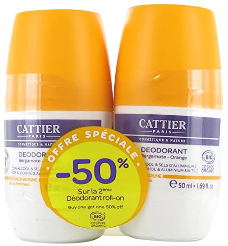 Cattier Desodorante Roll-On Bergamota Orange Bio - Lote de 2 x 50 ml