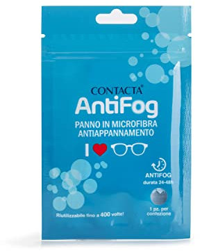 Contacta, Antifog, Panno in Microfibra Antiappannamento per Occhiali, Utile per Pulire le Lenti, Garantisce Visione Nitida e Libera, Durata Fino a 48 Ore, 5 g