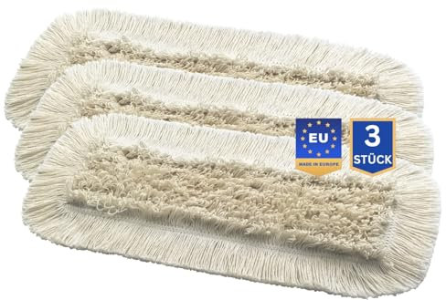 VIOVIE Premium WISCHBEZUG 50CM | 3 Stück | nachhaltige Materialien | Baumwolle & Polyester Wischmopp | Für alle Böden geeignet | Profi-Qualität für Zuhause, Büro & Industrie