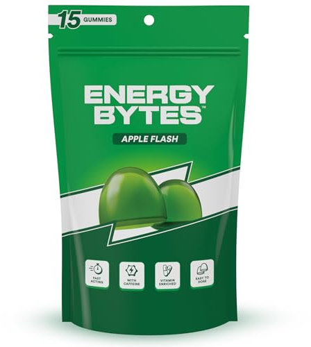Energy Bytes Caffeine Energy Gummies - Fast, Delicious Boost for Focus & Productivity - Superior to Energy Drinks, Gels, Chews - Vegan, Low Sugar, with Vitamins A, D, B3, B6 & B12 | 15 Count