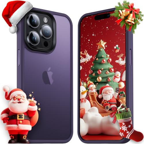 Anqrp Zero Seriesr für iPhone 15 Pro Hülle, Minimalistische Transluzente Matte Schutzhülle, Military Stoßfest Handyhülle für iPhone 15 Pro mit Silikon 6,1 Zoll, Dunkel Lila