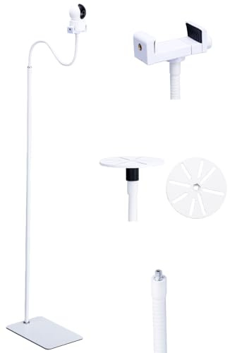LamYHeng 80''-31'' Height White Floor Holder Stand Mount for Surveillance Camera, 3lbs Base,Height Adjustable 31.5-80'',Compatible with Baby Camera Monitor/Security Camera