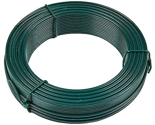 Fil Tension Ø2,7mm 25m Fil métal Enduit PVC pour clôture, Jardin, Bricolage, Vert