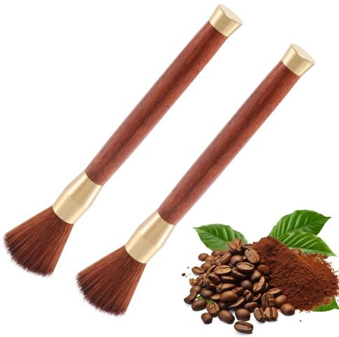 Haptufer Coffee Powder Cleaning Brush Tea Brush Coffee Grinder Cleaning Brush Coffee Barista Scraper Wooden Crystal Sweeping Brush with Long Handle. 13cm*1.5cm