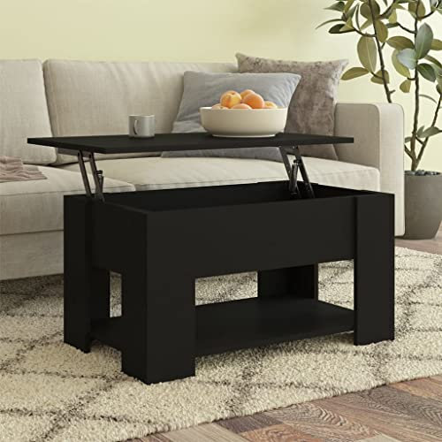 Tino Tech Höhenverstellbarer Couchtisch aus Holzwerkstoff 79x49x41 cm Schwarz Cauchsofa Tisch Modern Lift Top Coffe Table Beistelltisch mit Stauraum Wohnzimmertisch Couchtisch Ausziehbar