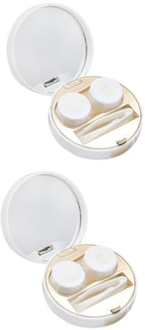 Gatuida 2 Pcs Keep Your Lenses Safe Tidy Round Lens Box Marbling Pattern Portable Mini Case for Travel Storage Organizer