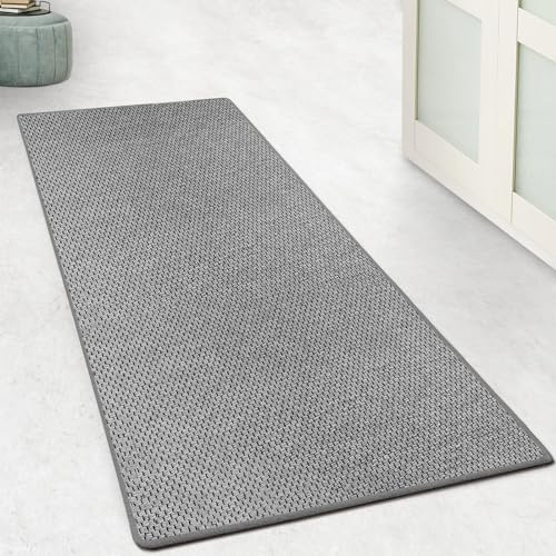 casa pura Küchenteppich Läufer 66x150cm für Küche, Flur, Schlaffzimmer & Wohnzimmer Bettvorleger rutschfest & waschbar in Sisal Optik - Flurteppich - Teppichläufer Meterware nach Maß (Silber, Kalkuta)