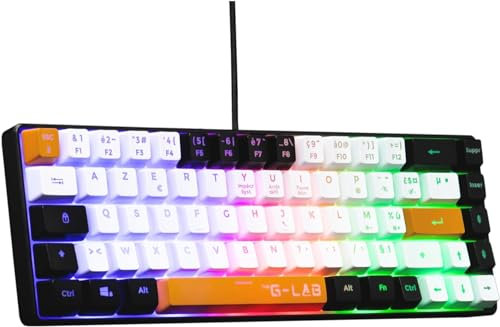 The G-Lab Keyz Hydrogen Gaming-Tastatur, QWERTY-Tastatur, mit Ñ, halbmechanisch, 60%, mehrfarbige Hintergrundbeleuchtung, leise, für PC, PS4, PS5