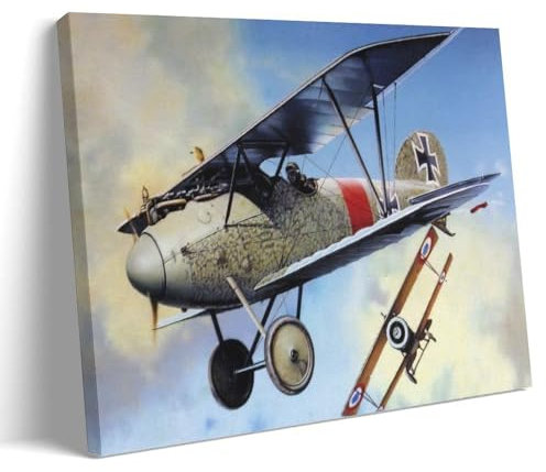 YBJDLO Vintage-Poster Kampfflugzeug aus dem Ersten Weltkrieg, Albatros DV Jasta 15, Heinrich Gontermann, Zimmer-Dekoration, moderne ästhetische Wandkunst, Geschenk für Freunde, Bettgestell-Stil, 60