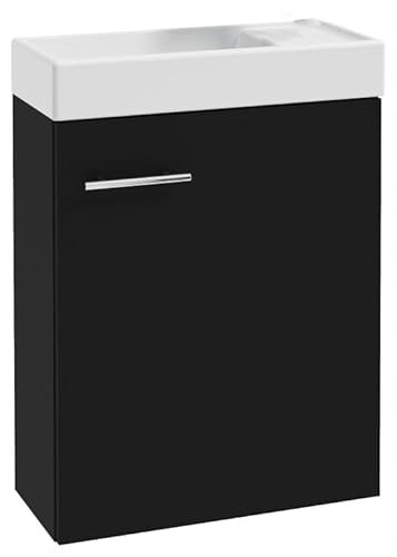 .Deftrans waschbecken gäste wc mit unterschrank 50 x 70 x 23 cm, gäste wc waschtisch, gästewaschbecken klein Set - waschbeckenunterschrank - waschtisch mit unterschrank schwarz