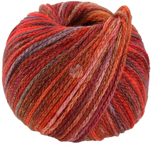 LANA GROSSA Cool Merino Color | Leichtes Kettengarn aus klassischer Merinowolle | Handstrickgarn aus 90% Schurwolle (Merino) & 10% Polyamid | 50g Wolle zum Stricken & Häkeln | 150m Garn FB 316