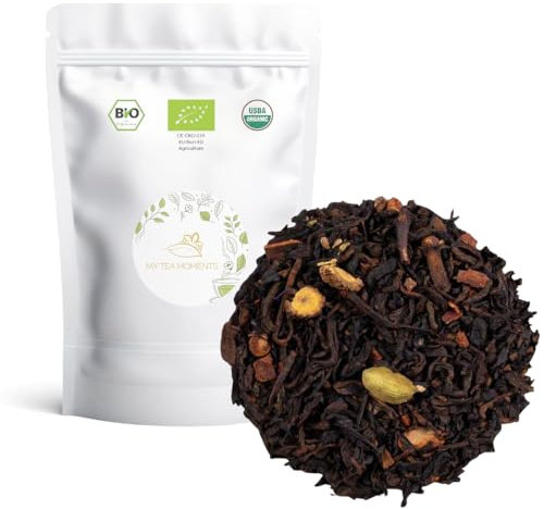 Té Rojo (Pu Erh) Paquistaní a Granel - My Tea Moments - Cultivo Sostenible - Ingredientes Naturales: Te Rojo combinado con Canela, Cardamomo, Clavo, Vainilla. (200, Gramos)