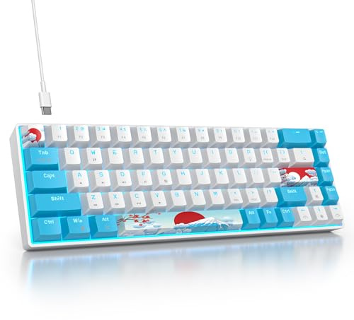 SbocKeeb 65% Keyboard,68-Keys Wired Mechanical Gaming Keyboard 60 Percent Backlit with Linear Red Switch, American QWERTY for Laptop Desktop PC Gamers（68 Sea）