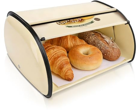 Bread Box,Roll Top Bread Box Vintage Bread Container for Kitchen Countertop Drum Type Metal Bread Storage Bin for Cake Doughnut Biscuit Food Tableware (Type 3)