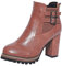XTBFOOJ Damen Winterschuhe Damen Stiefeletten Cowboy Boots Mit Trichterabsatz Schnallen Nieten Damen Stiefel Schwarz Leder Langschaft Stiefel Damen Damen Stiefeletten Beige Plateau