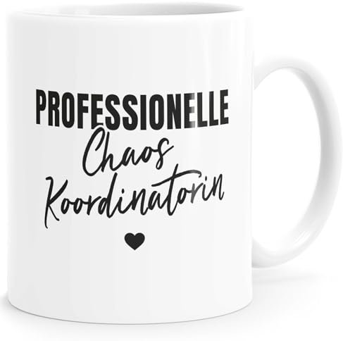 MoonWorks® Tasse personalisiert Spruch Professionelle Chaos Koordinatorin Geschenkidee Chef Chefin Teamleiter Assistentin lustige Bürotasse weiss standard