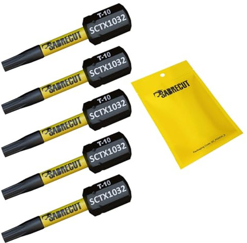 5 x SabreCut SCTX1032_5 32mm T10 TX10 Magnetic Impact Screwdriver Driver Bits Set Torx Heavy Duty