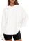 LACOZY Women Oversized Crew Neck T-Shirts Loose Long Sleeve Tunic Top 2024 Comfy Cozy Cotton Lounge Tees White M
