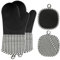 AiQInu Ofenhandschuhe Topflappen Set, Ofenhandschuhe Silikon Bis 230°C, Zwei Handschuhe und Zwei Topflappen, Topfhandschuhe Hitzebeständig für Kochen Backen