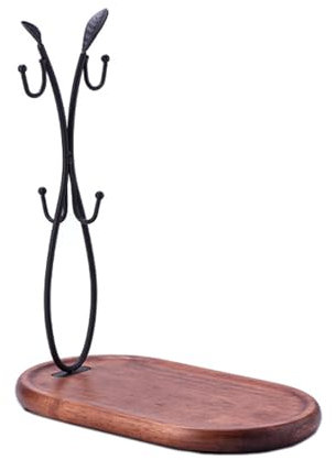 Stylish Coffee Mug Stand Tree with 4 Hooks Metal Cup Holder for Kitchen Counter