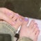 GlamRays 24 Pieces Rainbow Sticker Toenails Short Square False Toenails With Glitter Design Glossy Sparkling Acrylic Toenails For Women Girls