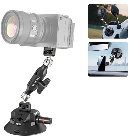 ULANZI TB15 Kamera Saugnapfhalterung mit 360°-Kugelkopf Magic Arm, 4,5 Saugnapf mit 1/4 & 3/8 Positionierungslöchern, Auto-Saugnapfhalterung für DSLR/Action-Kamera/Handy