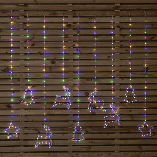1.2 x 1.1m Christmas Window Curtain Light with 327 Multi-Coloured LEDs
